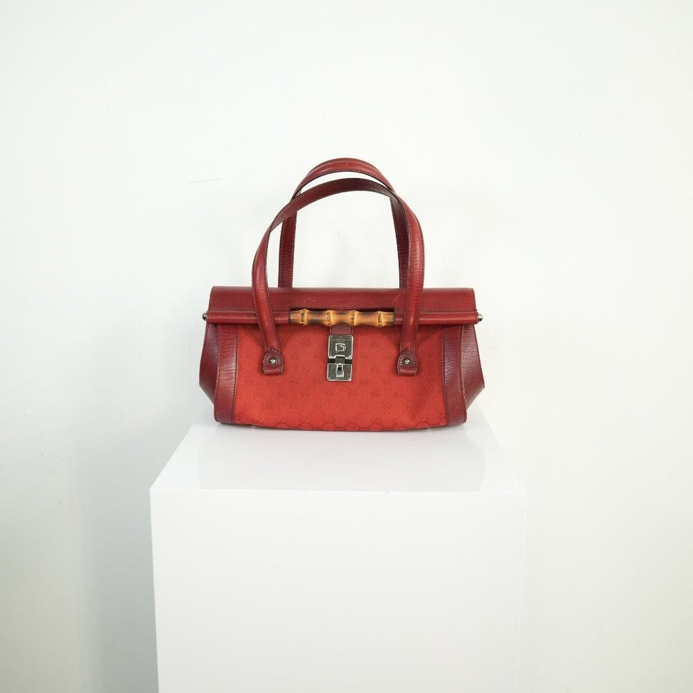 Gucci Bamboo Canvas Bullet Bag Red